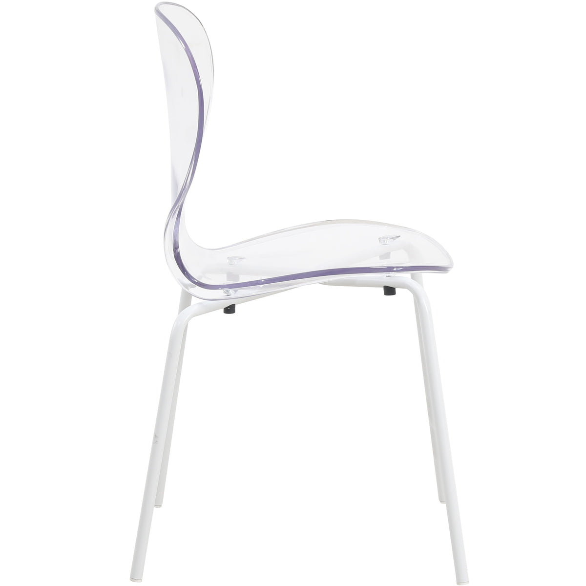 Oyster Modern Stackable Dining Side Chair with Chrome/White/Black Stainless Steel Legs White Clear Dining Chair Leisuremod