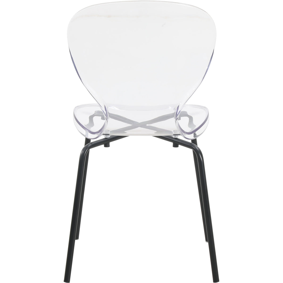Oyster Modern Stackable Dining Side Chair with Chrome/White/Black Stainless Steel Legs Black Clear Dining Chair Leisuremod