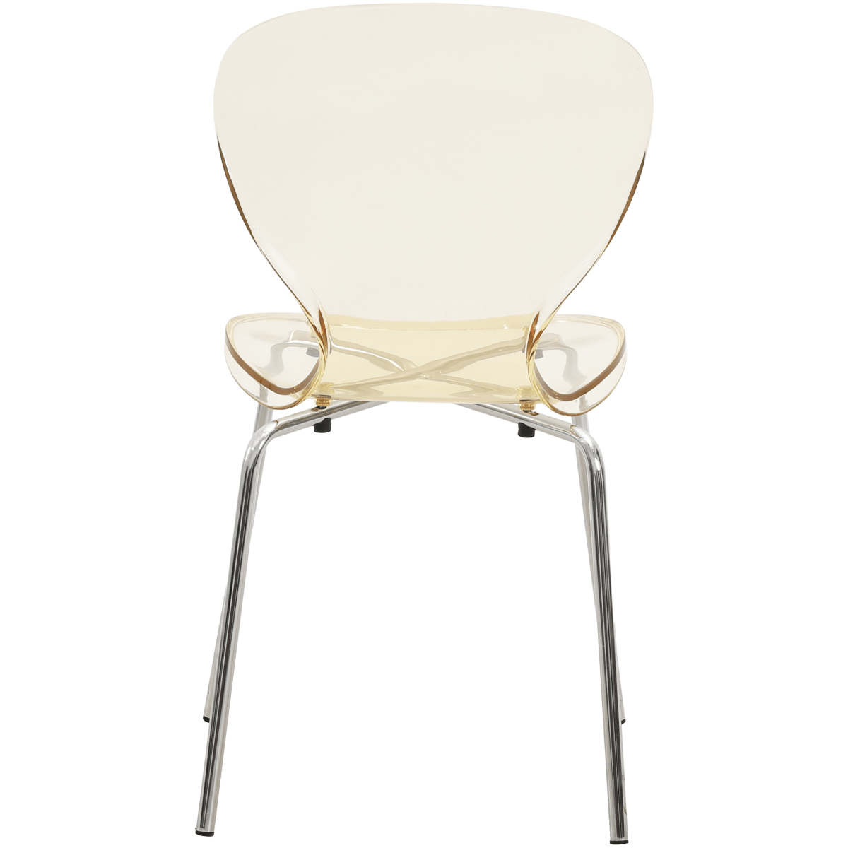 Oyster Modern Stackable Dining Side Chair with Chrome/White/Black Stainless Steel Legs Silver Transparent Amber Dining Chair Leisuremod