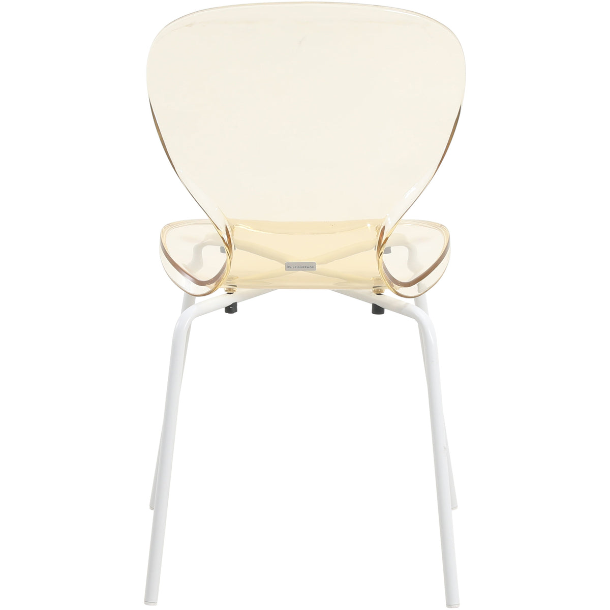 Oyster Modern Stackable Dining Side Chair with Chrome/White/Black Stainless Steel Legs White Transparent Amber Dining Chair Leisuremod