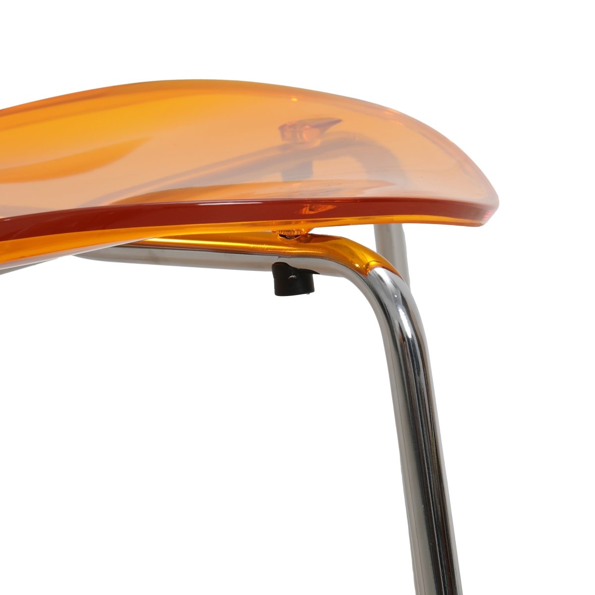 Oyster Modern Stackable Dining Side Chair with Chrome/White/Black Stainless Steel Legs Silver Transparent Orange Dining Chair Leisuremod