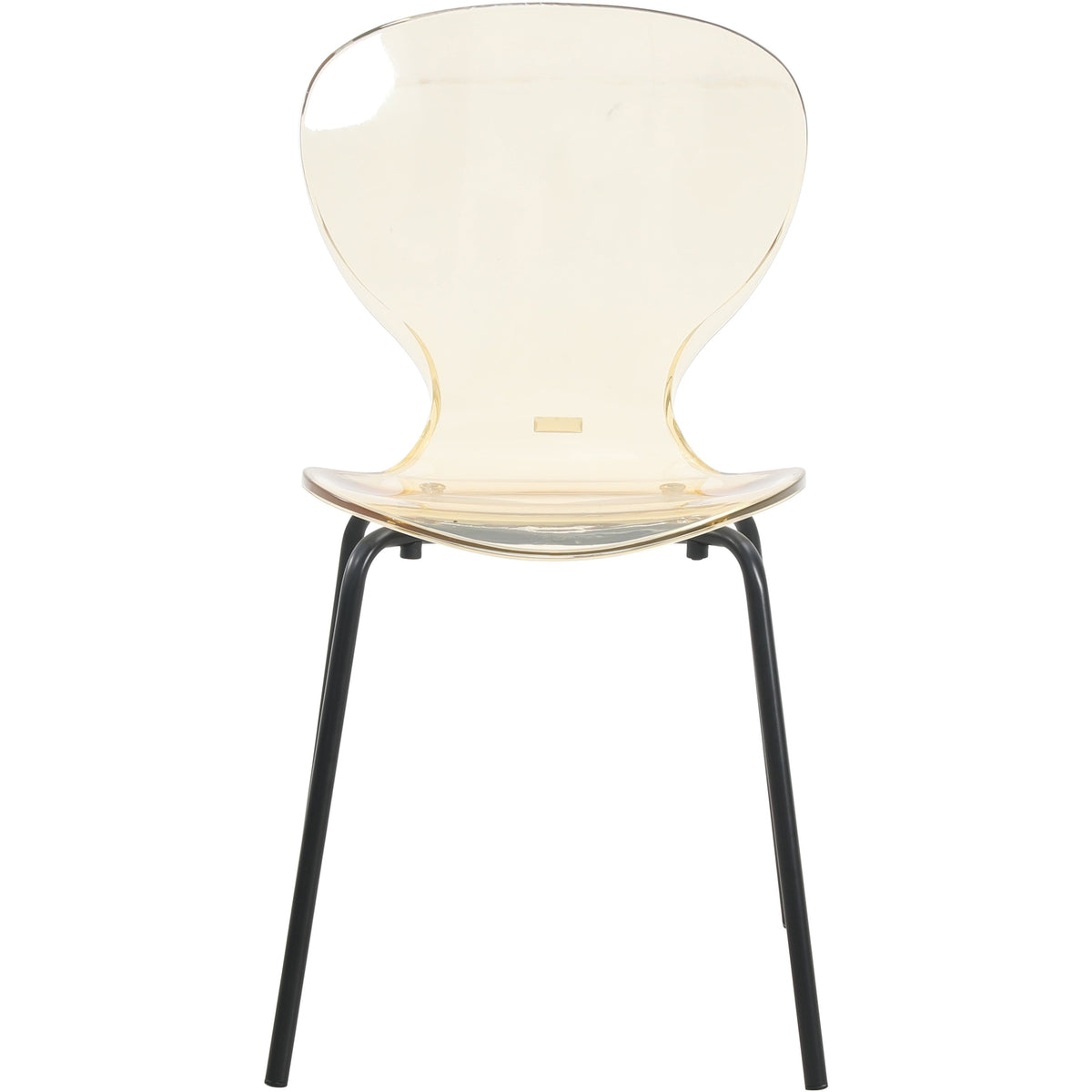 Oyster Modern Stackable Dining Side Chair with Chrome/White/Black Stainless Steel Legs Black Transparent Amber Dining Chair Leisuremod