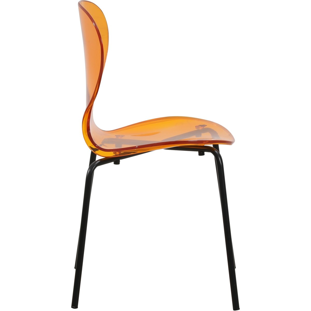 Oyster Modern Stackable Dining Side Chair with Chrome/White/Black Stainless Steel Legs Black Transparent Orange Dining Chair Leisuremod