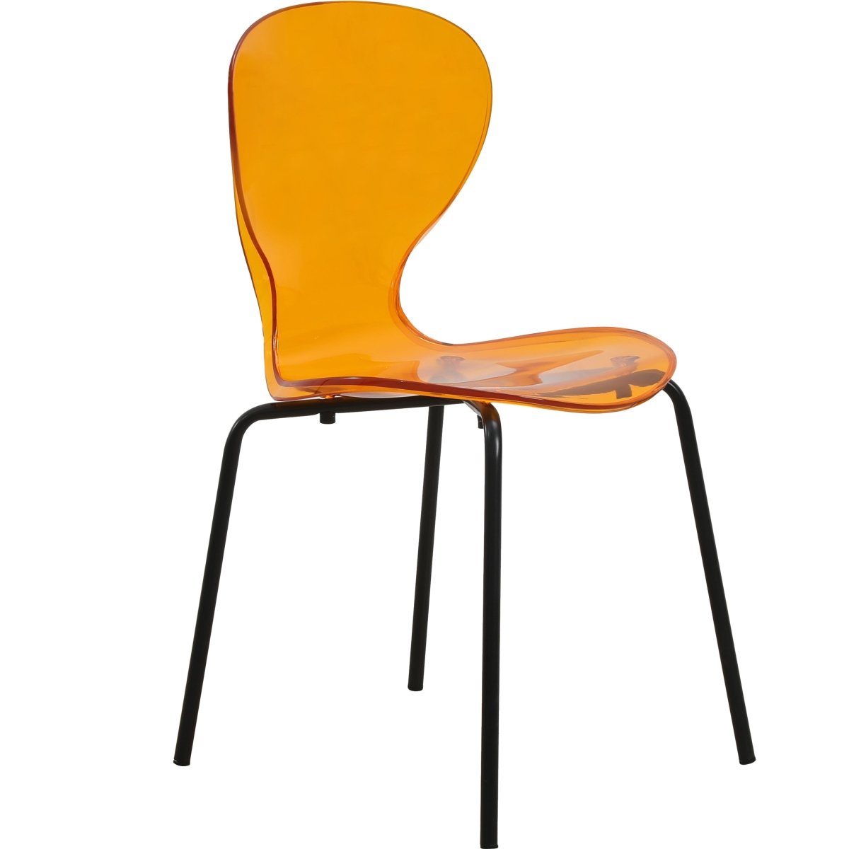 Oyster Modern Stackable Dining Side Chair with Chrome/White/Black Stainless Steel Legs Black Transparent Orange Dining Chair Leisuremod