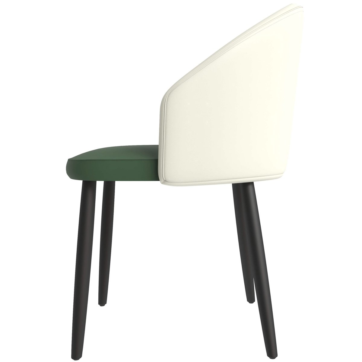 Paradiso Dining Chairs Leather Seat and Curved Back with Oak Wood Legs Taupe Green Dining Chair Leisuremod