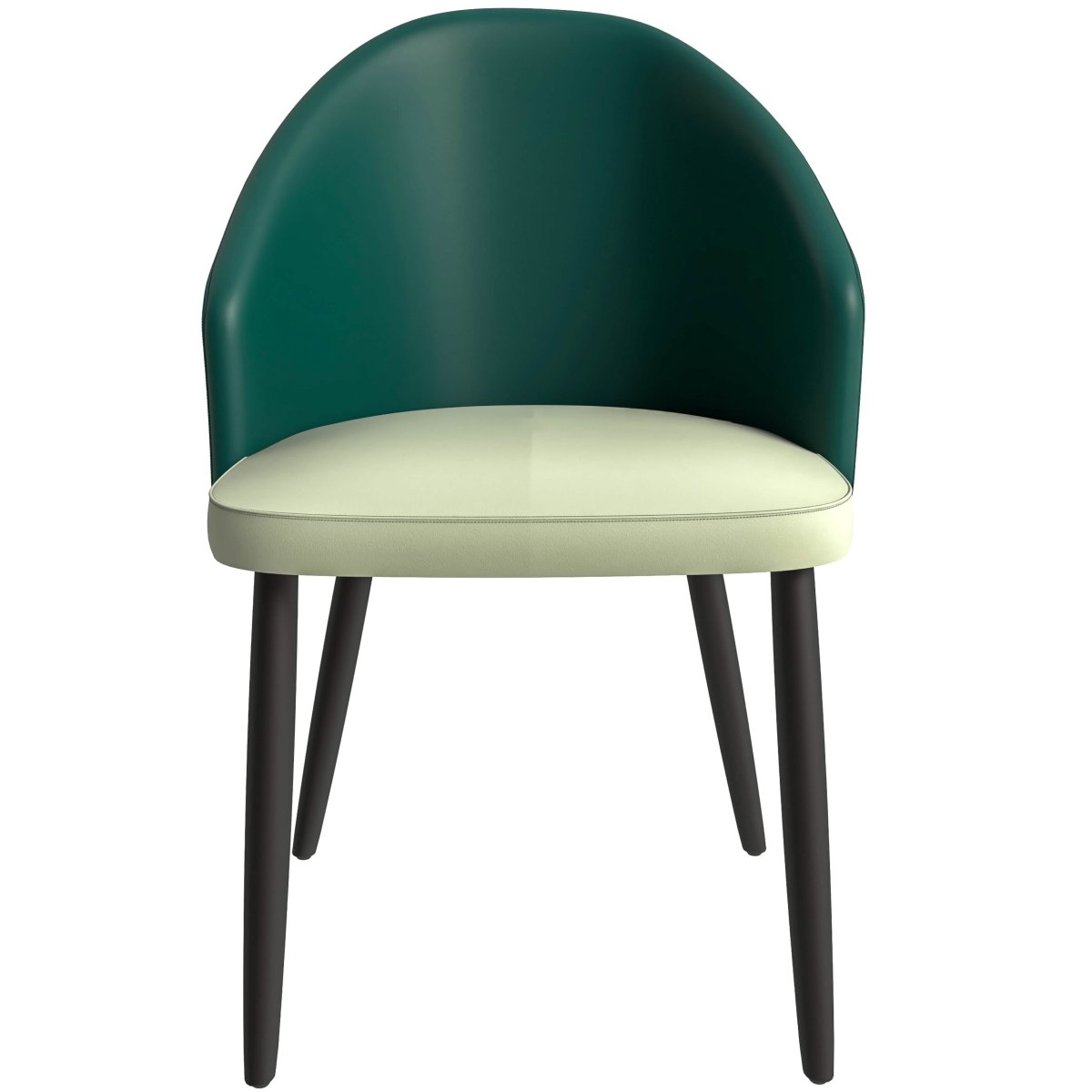 Paradiso Dining Chairs Leather Seat and Curved Back with Oak Wood Legs Green Light Grey Dining Chair Leisuremod