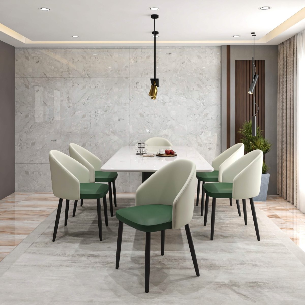 Paradiso Dining Chairs Leather Seat and Curved Back with Oak Wood Legs Taupe Green Dining Chair Leisuremod