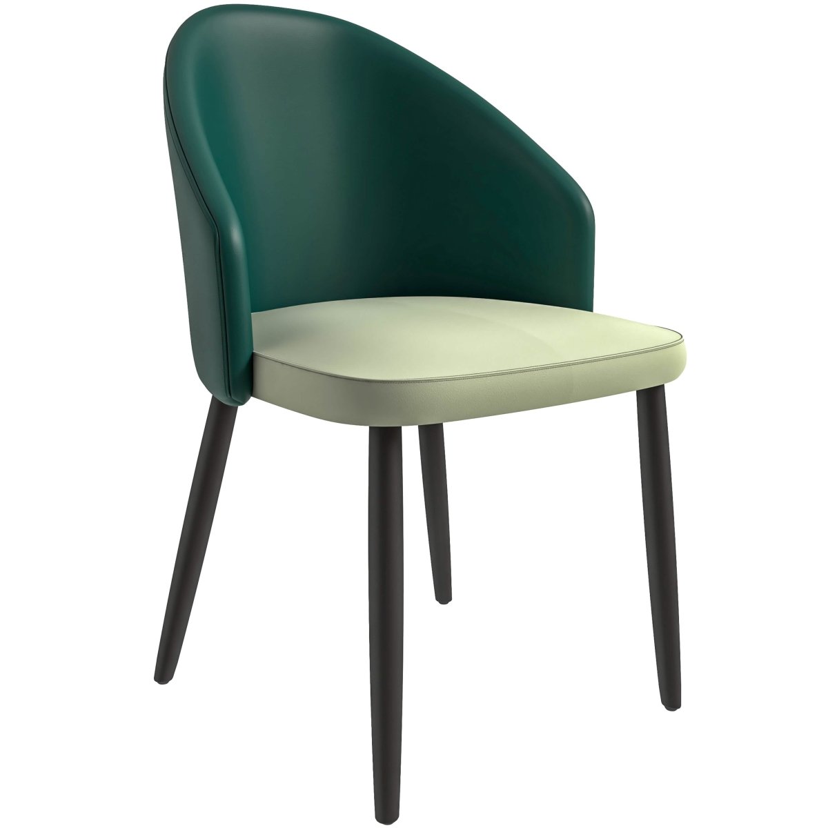 Paradiso Dining Chairs Leather Seat and Curved Back with Oak Wood Legs Green Light Grey Dining Chair Leisuremod