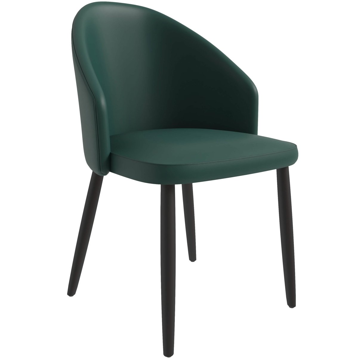 Paradiso Dining Chairs Leather Seat and Curved Back with Oak Wood Legs Green Dining Chair Leisuremod