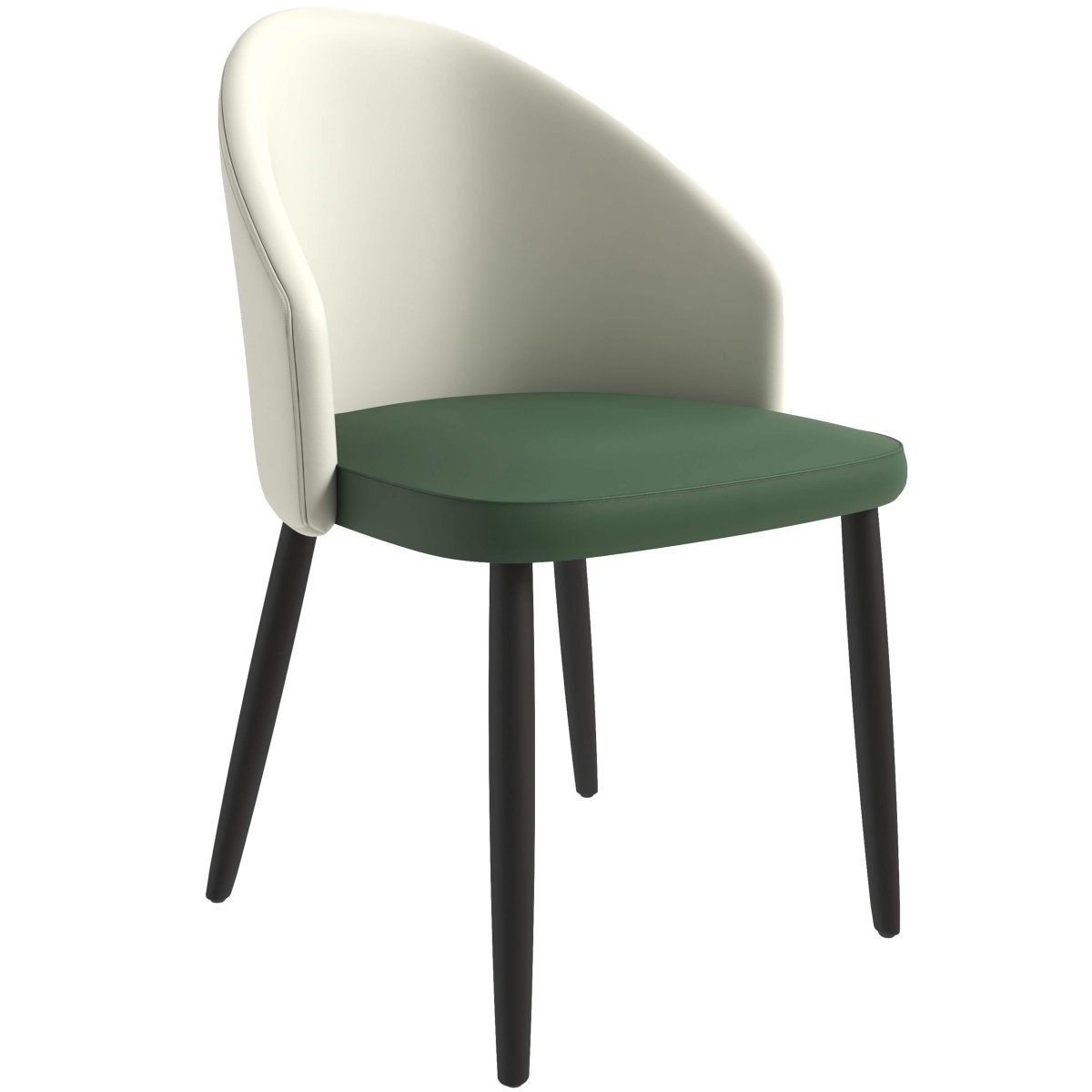 Paradiso Dining Chairs Leather Seat and Curved Back with Oak Wood Legs Taupe Green Dining Chair Leisuremod
