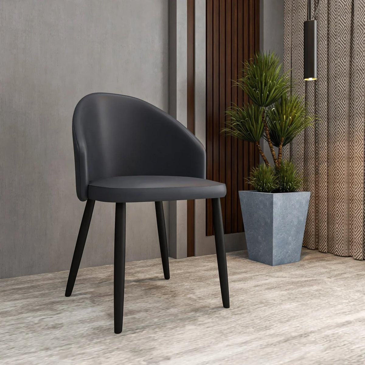 Paradiso Dining Chairs Leather Seat and Curved Back with Oak Wood Legs - Elax Furniture