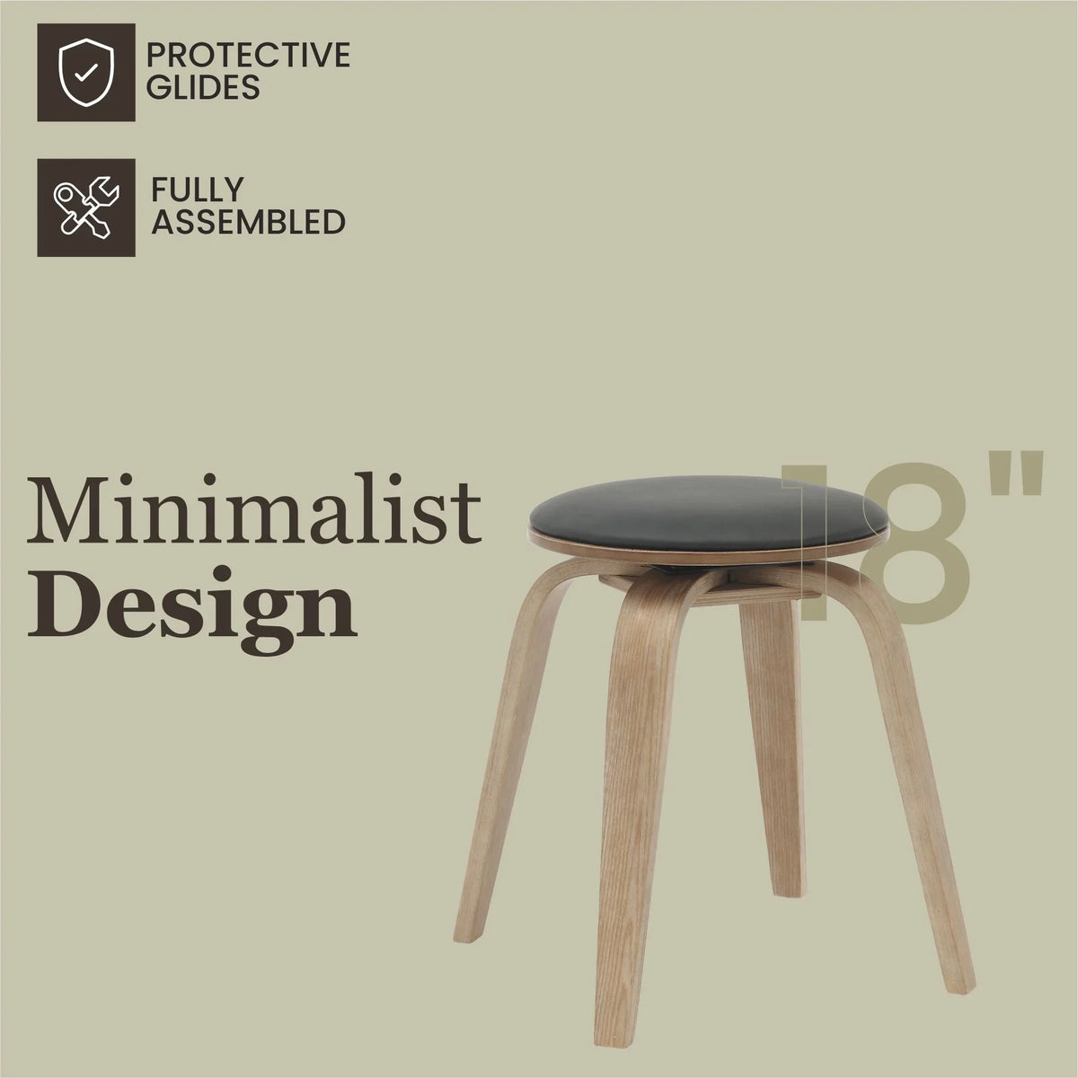 Pelya Mordern Wooden Dining Stool With Walnut Color Frame - Elax Furniture