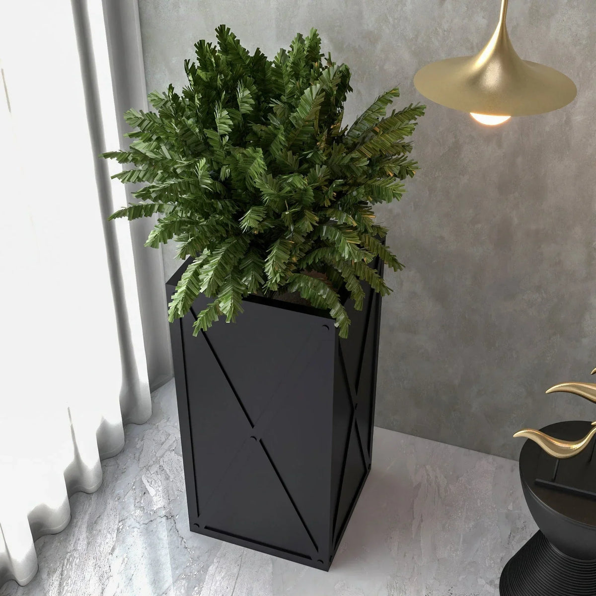 Papyrus Indoor Outdoor Fiberstone and Clay Rectangular Planter with Drainage Holes - Elax Furniture
