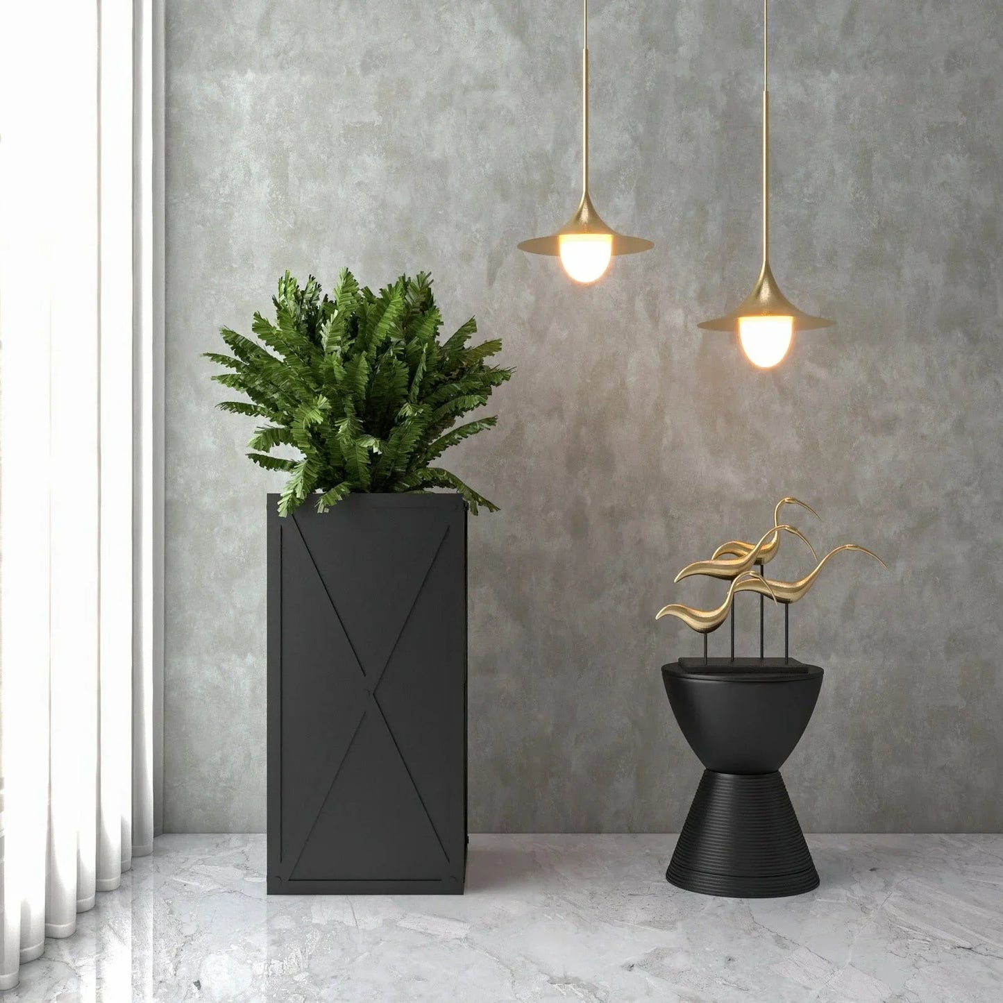 Papyrus Indoor Outdoor Fiberstone and Clay Rectangular Planter with Drainage Holes - Elax Furniture