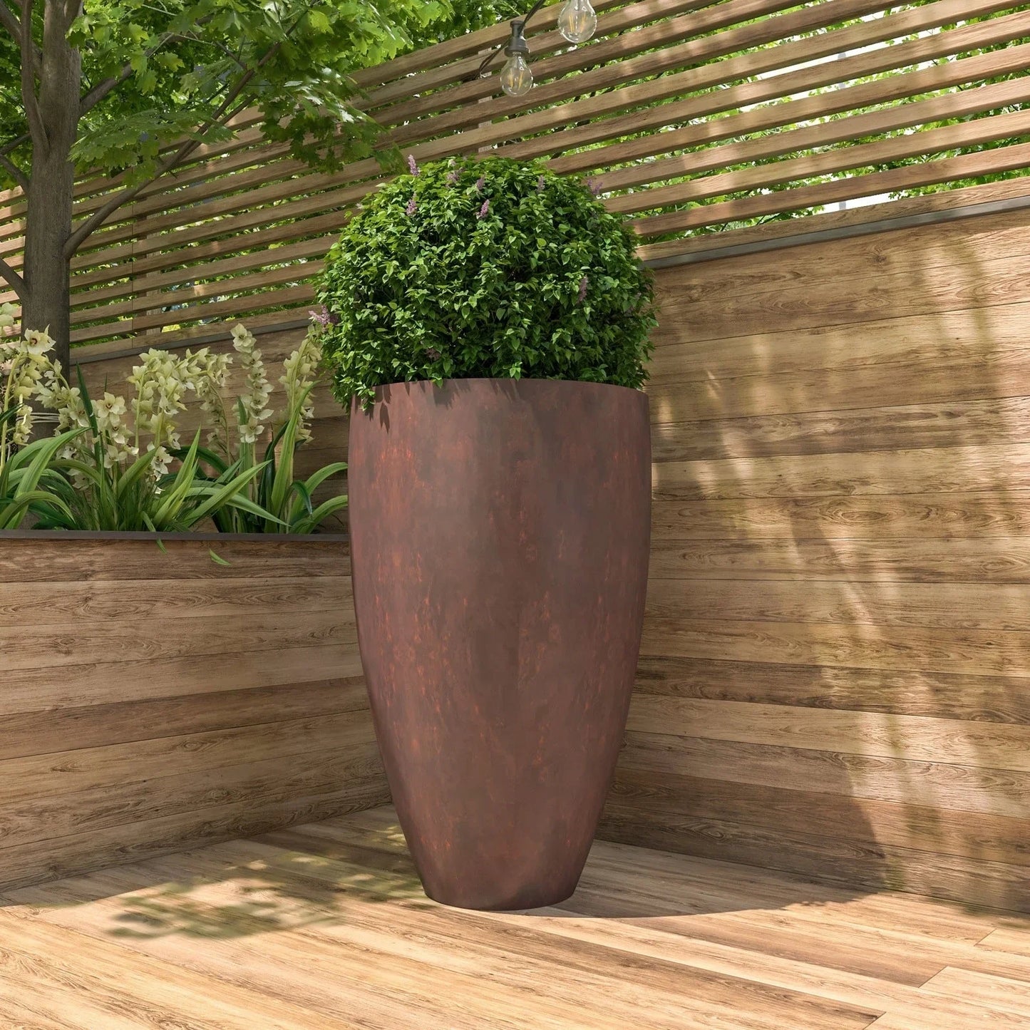 Petal Tapered Round Planter in Fiberstone and Clay for Indoor and Outdoor - Elax Furniture