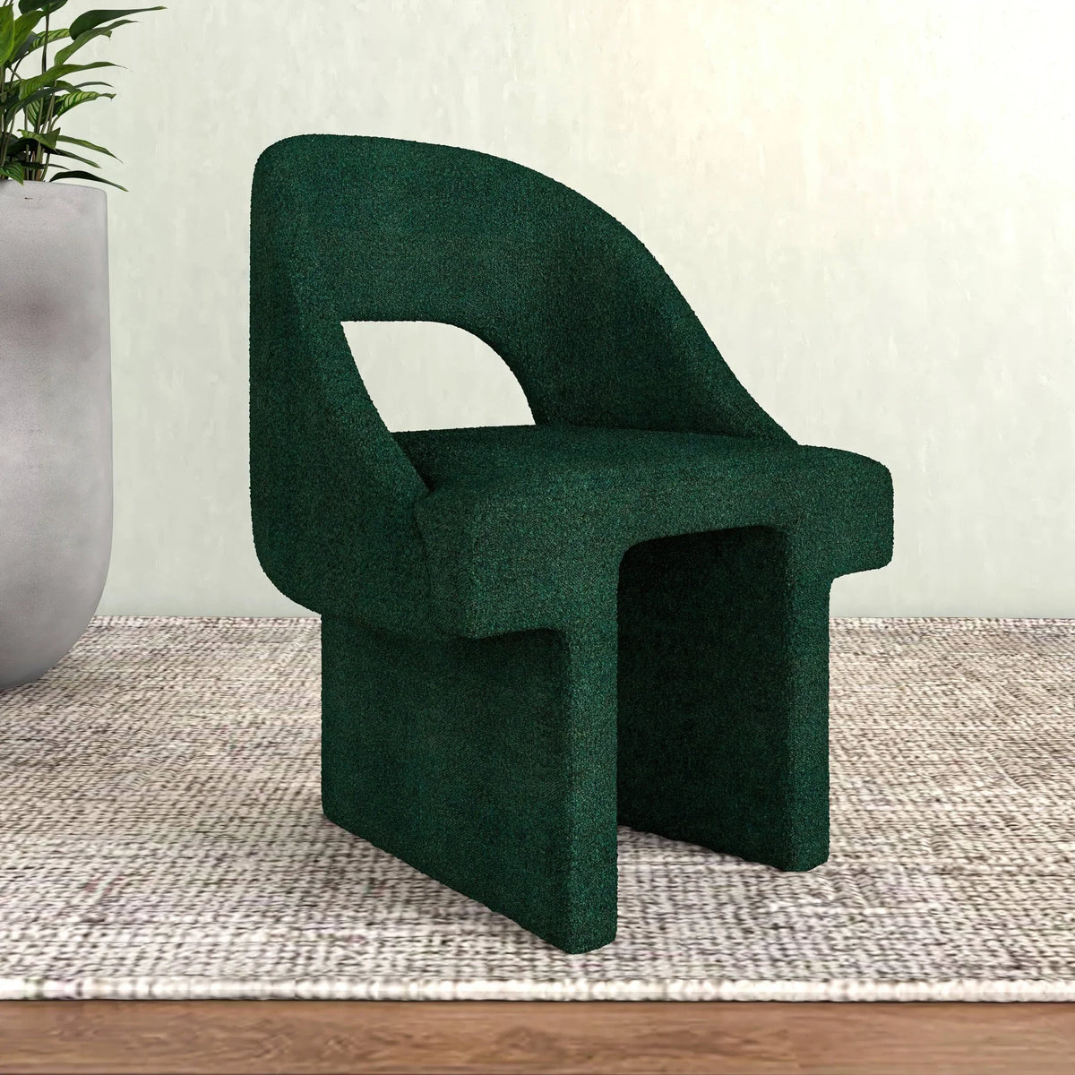 Quell Boucle Accent Chair Curved Open Back Design and Manufactured Wood Frame - Elax Furniture