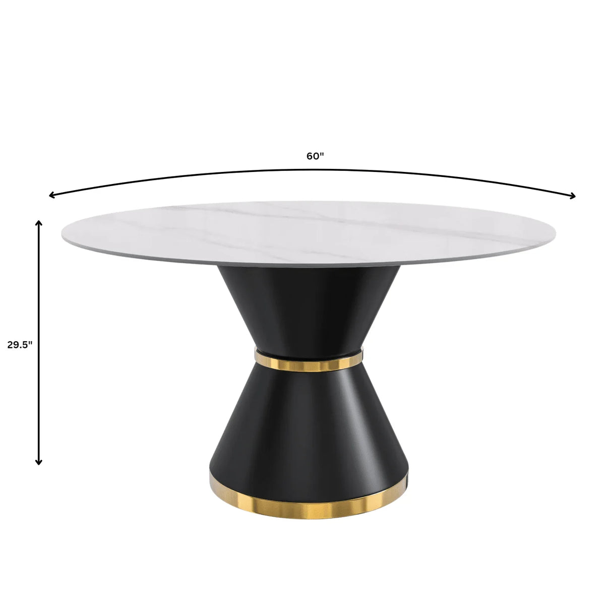 Modern Round Dining Table with a Glass/Stone Tabletop in Stainless Steel Seats 6-10 Qorvus Collection - Elax Furniture
