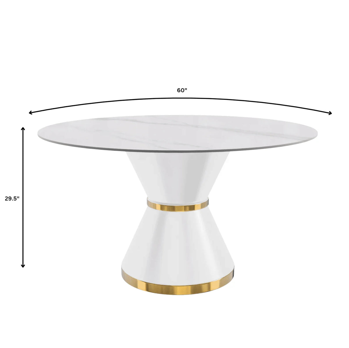 Modern Round Dining Table with a Glass/Stone Tabletop in Stainless Steel Seats 6-10 Qorvus Collection - Elax Furniture