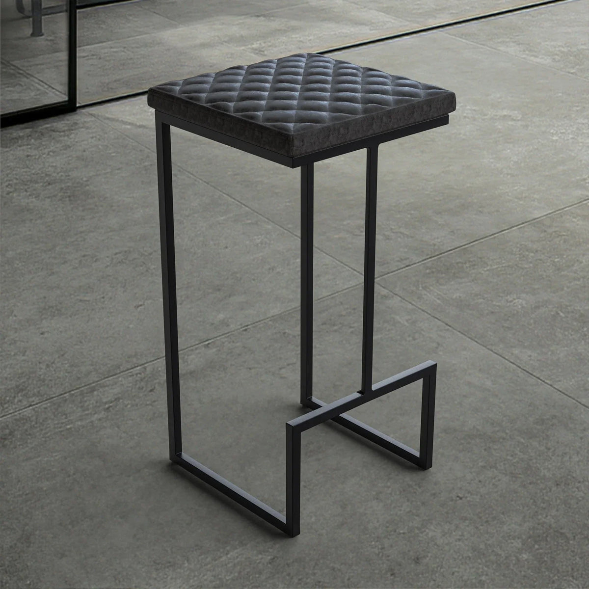 Quincy Quilted Stitched Leather Bar Stools With Metal Frame - Elax Furniture