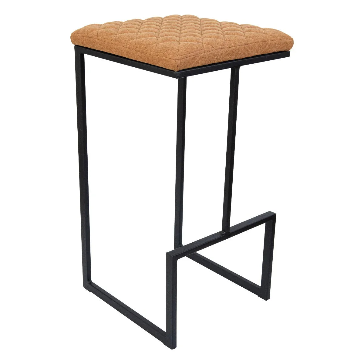 Quincy Quilted Stitched Leather Bar Stools With Metal Frame - Elax Furniture