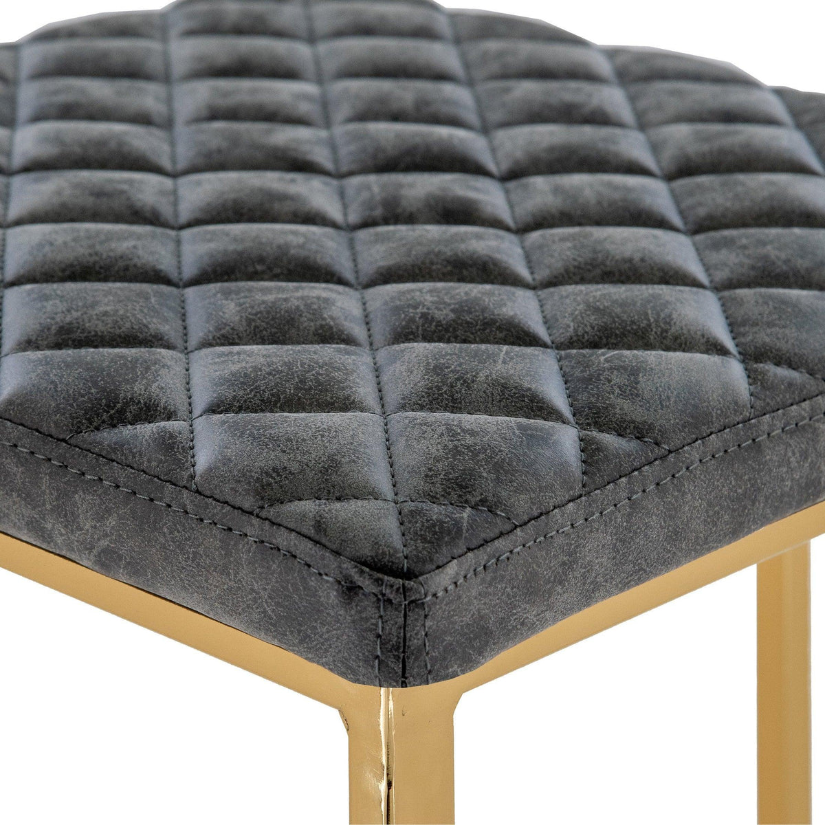 Quincy Quilted Stitched Leather Bar Stools With Gold Metal Frame - Elax Furniture
