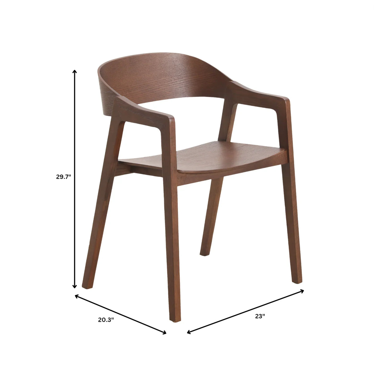 Rivo Dining Chairs in Sturdy Oak Wood with Open Back Design and Armrests - Elax Furniture