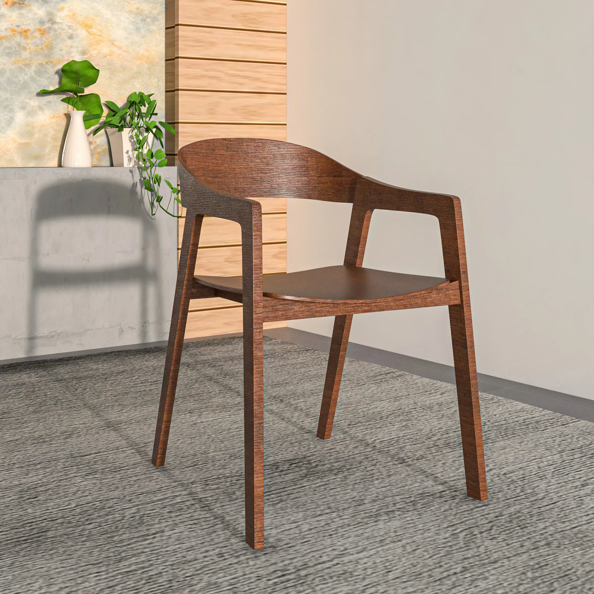 Rivo Dining Chairs in Sturdy Oak Wood with Open Back Design and Armrests - Elax Furniture