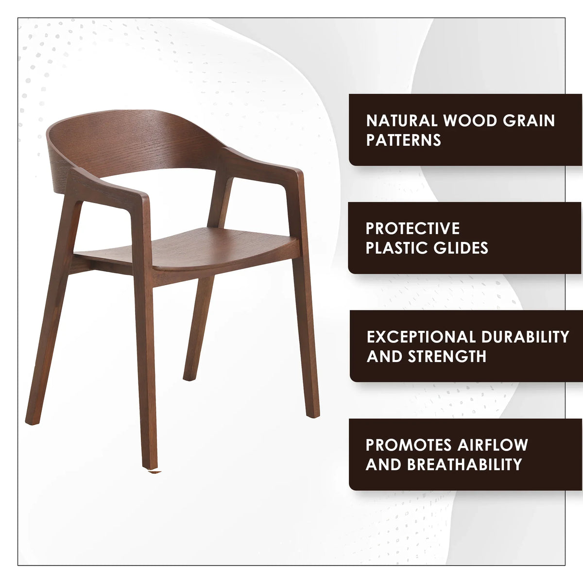 Rivo Dining Chairs in Sturdy Oak Wood with Open Back Design and Armrests - Elax Furniture