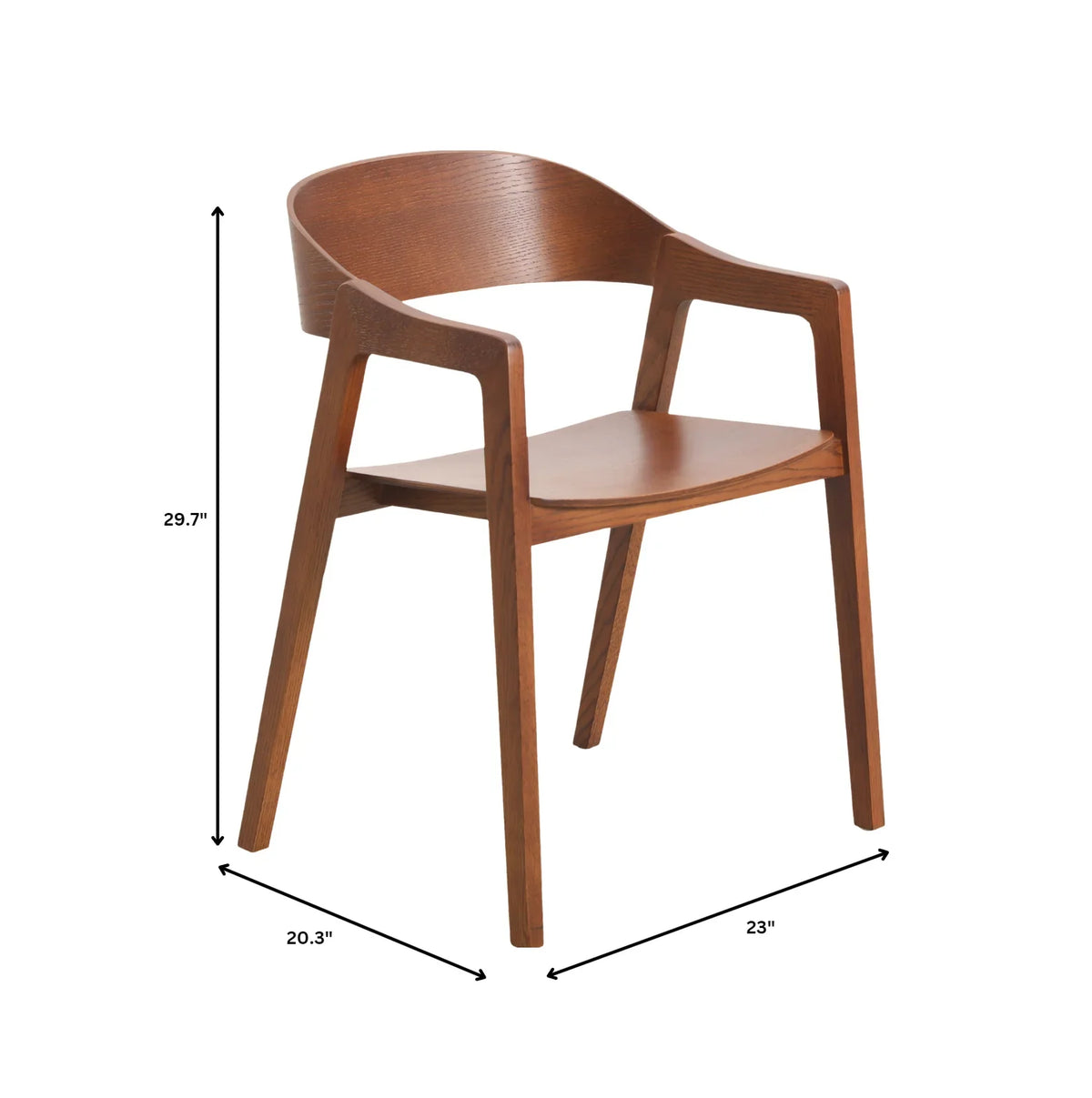 Rivo Dining Chairs in Sturdy Oak Wood with Open Back Design and Armrests - Elax Furniture