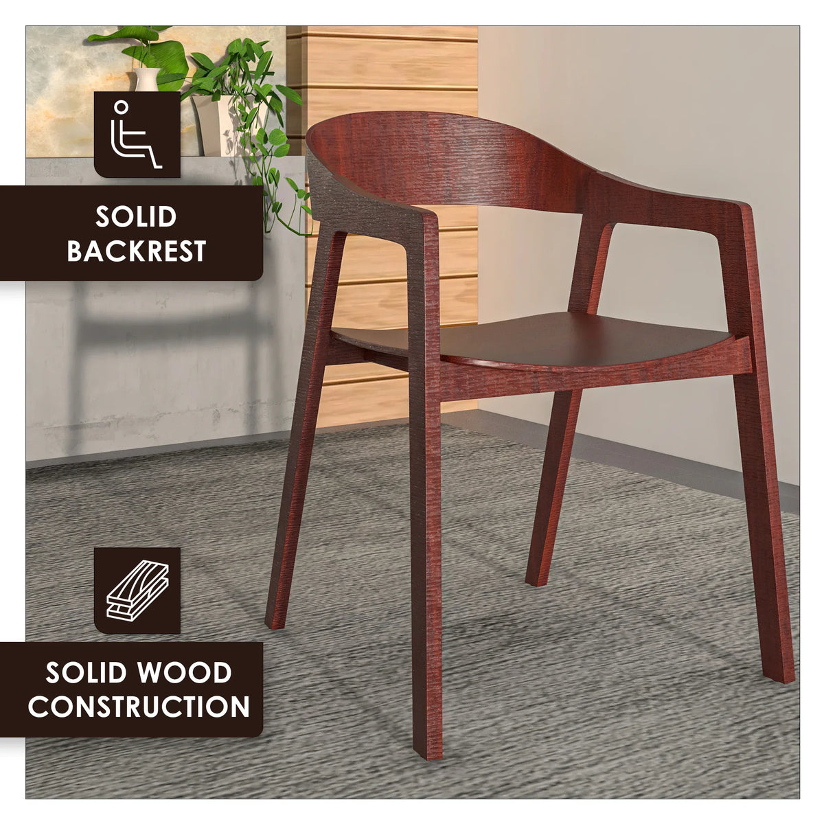 Rivo Dining Chairs in Sturdy Oak Wood with Open Back Design and Armrests - Elax Furniture