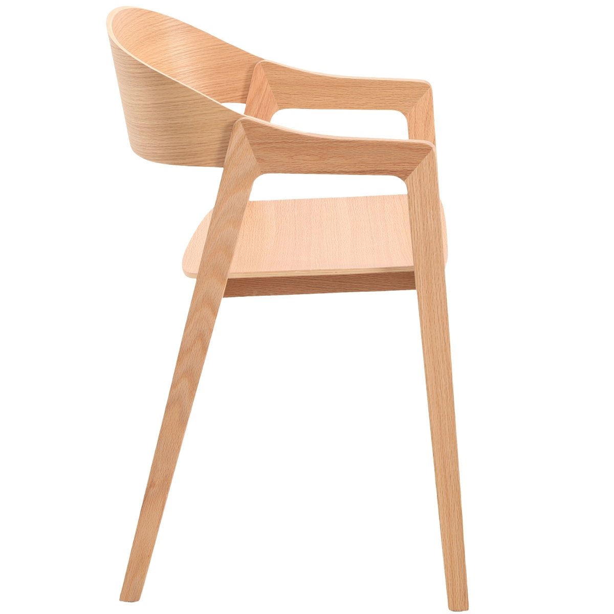 Rivo Dining Chairs in Sturdy Oak Wood with Open Back Design and Armrests Natural Dining Chair Leisuremod