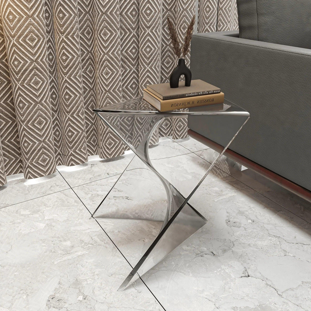 Randolph Triangular Accent Side Table in ABS/PC Plastic - Elax Furniture