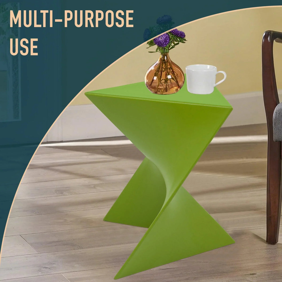 Randolph Triangular Accent Side Table in ABS/PC Plastic - Elax Furniture