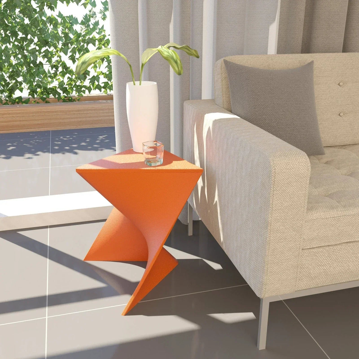 Randolph Triangular Accent Side Table in ABS/PC Plastic - Elax Furniture