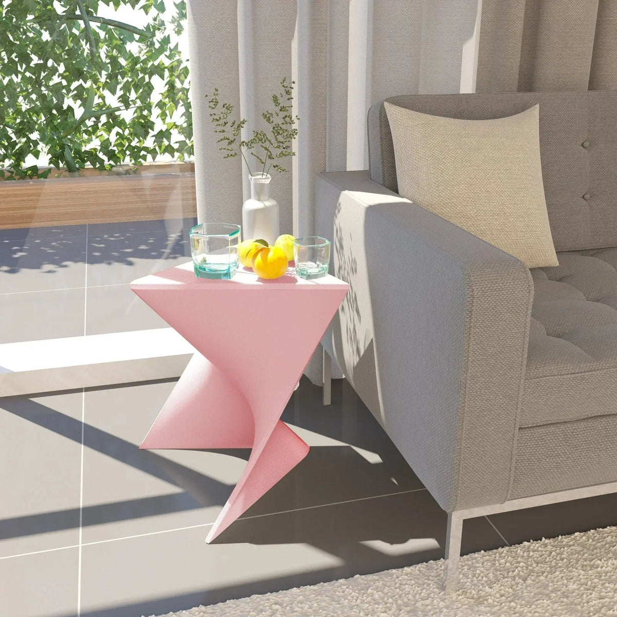 Randolph Triangular Accent Side Table in ABS/PC Plastic - Elax Furniture