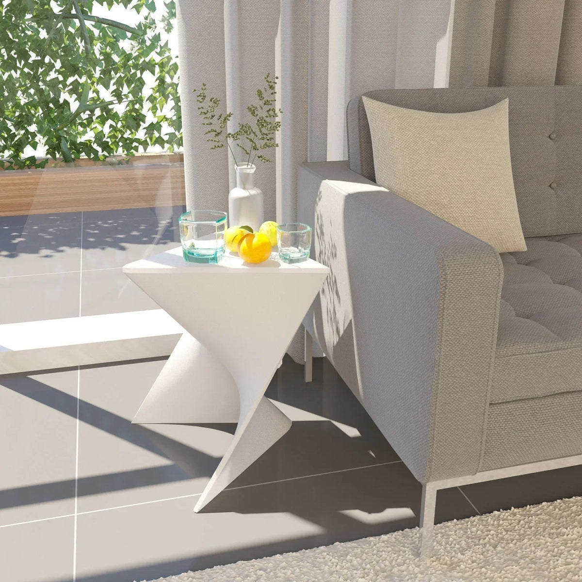 Randolph Triangular Accent Side Table in ABS/PC Plastic - Elax Furniture