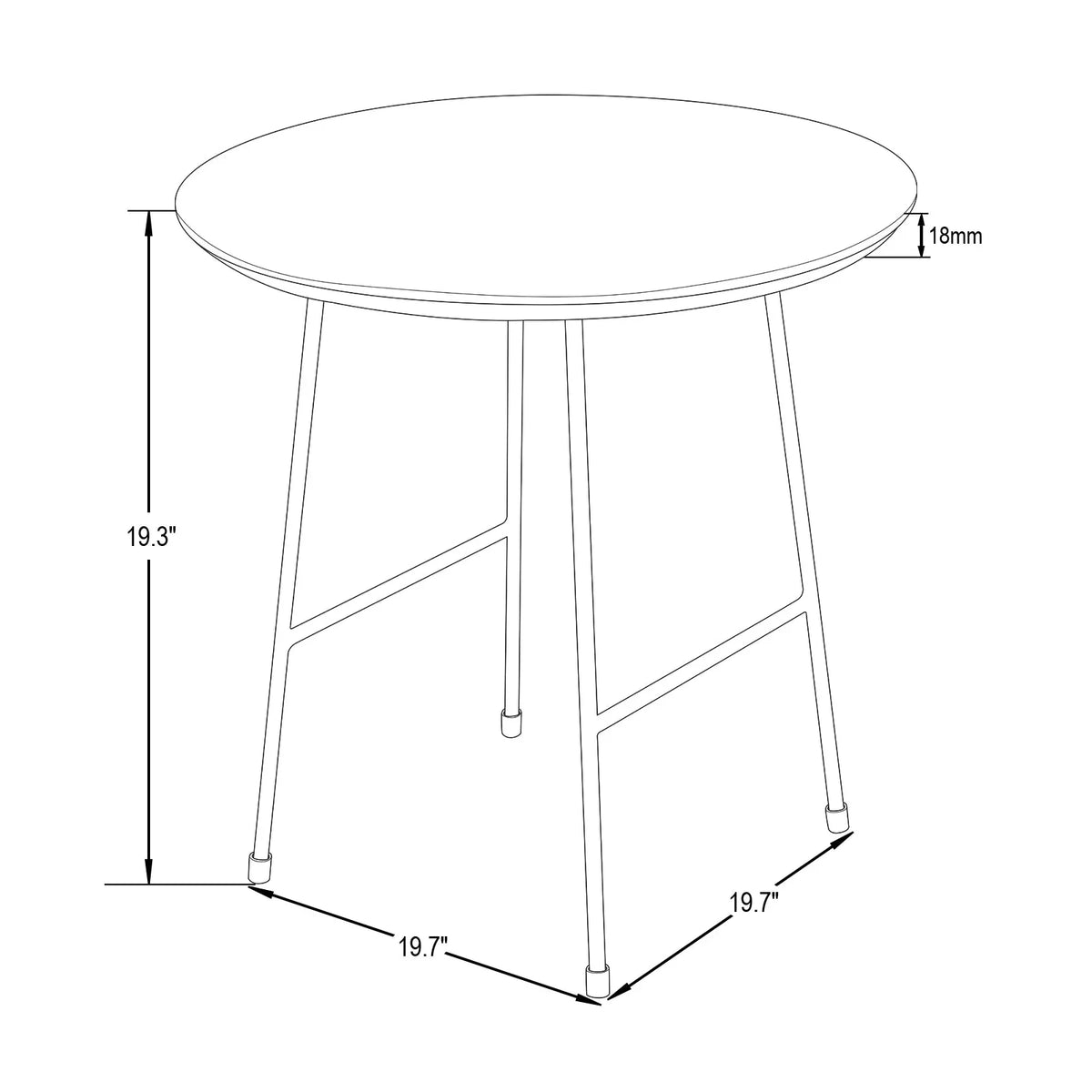 Rossmore Round Side Table with MDF Wood Tabletop in White Steel - Elax Furniture