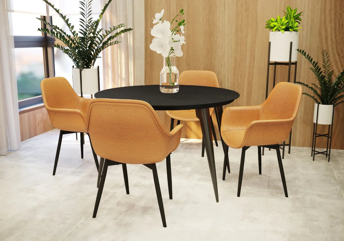 Ravenna Modern Round Wood 47" Dining Table With Metal Legs - Elax Furniture