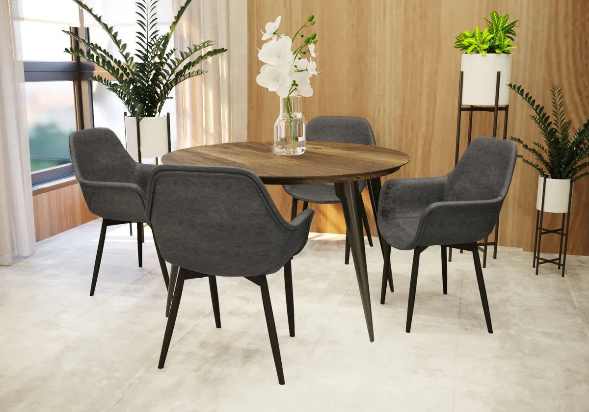 Ravenna Modern Round Wood 47" Dining Table With Metal Legs - Elax Furniture