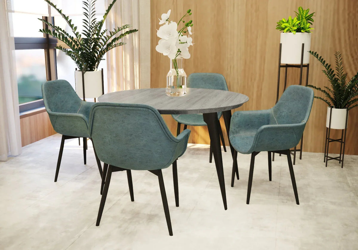 Ravenna Modern Round Wood 47" Dining Table With Metal Legs - Elax Furniture