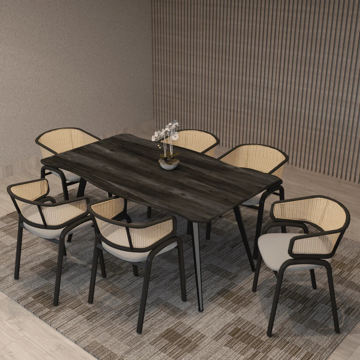 Ravenna 63" Rectangular Dining Table With MDF Tabletop and Metal Legs - Elax Furniture