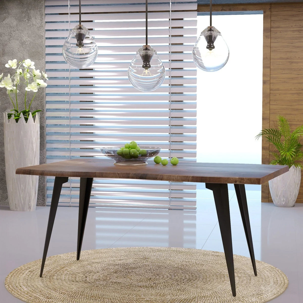 Ravenna 63" Rectangular Dining Table With MDF Tabletop and Metal Legs - Elax Furniture