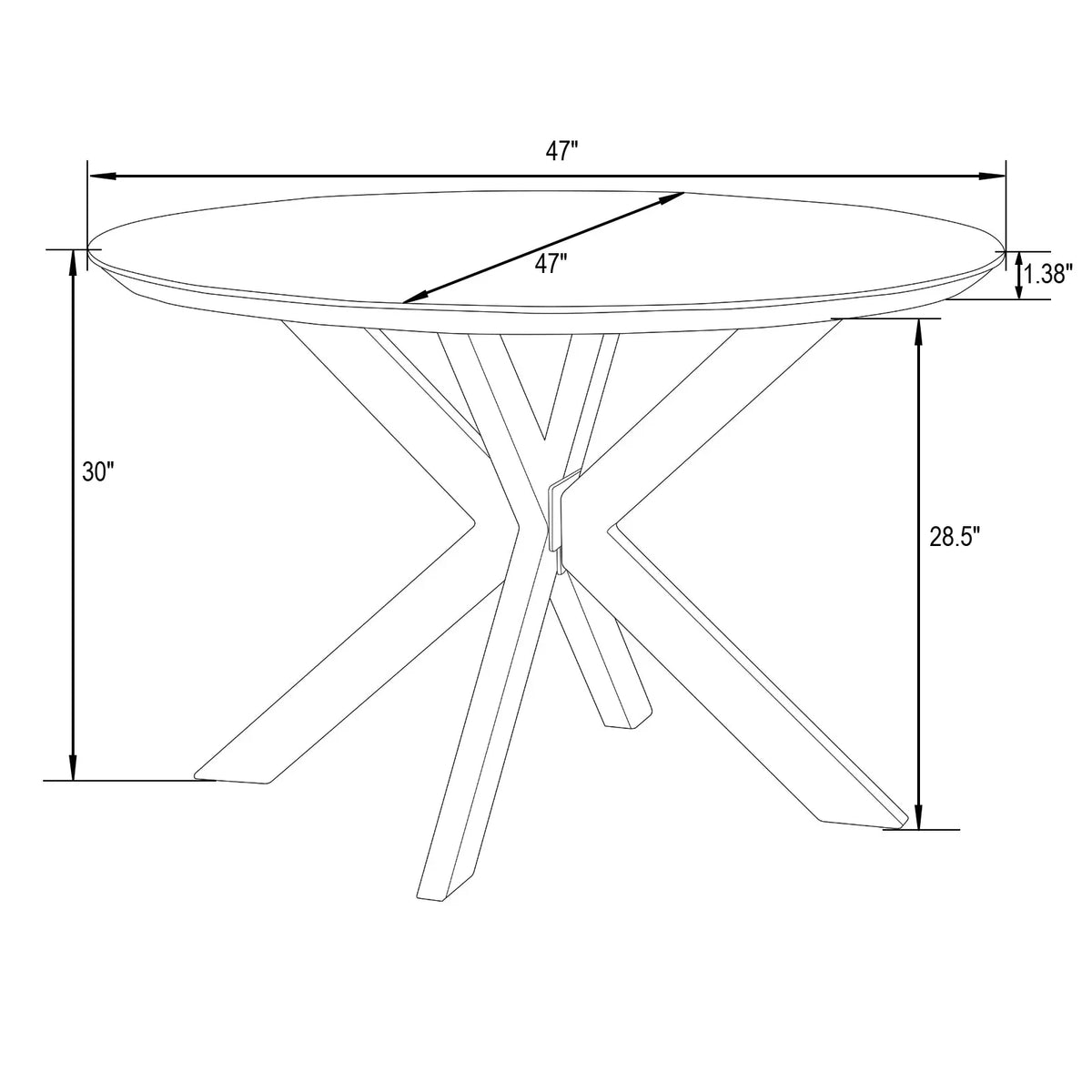 Ravenna 47" Round MDF Wood Dining Table With Modern Metal Base - Elax Furniture