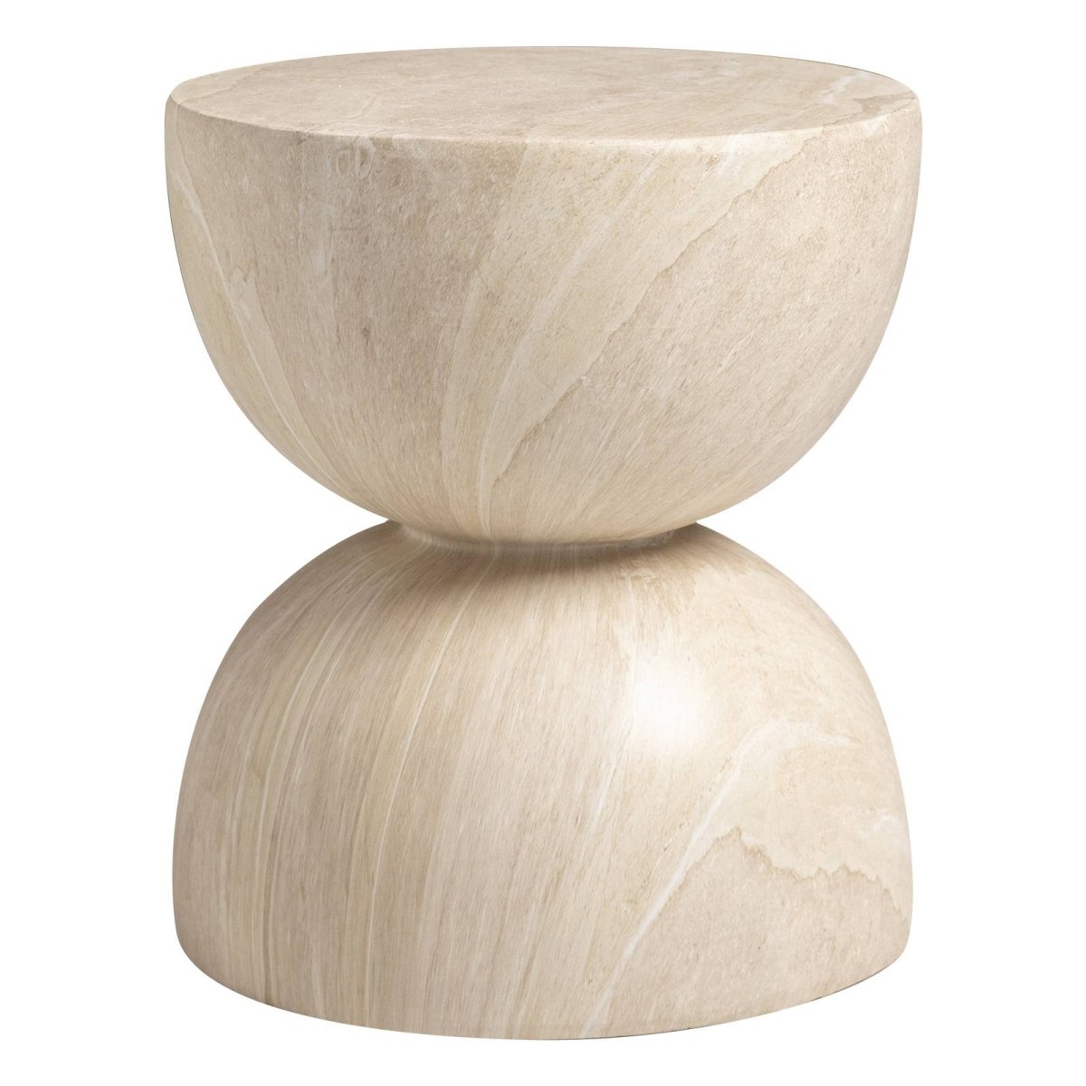 Sage Minimalist Side Table in Fiberstone Hourglass Design Accent Table Stone Marble Side Table LeisureMod