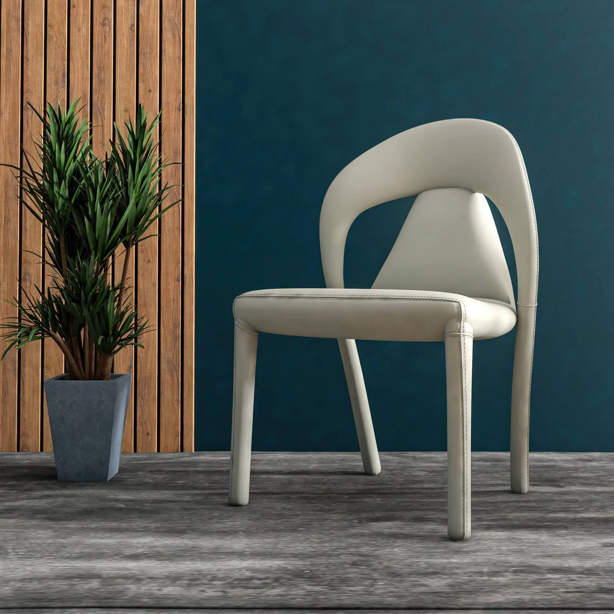 Solace Series Dining Chair Upholstered in Leather with Steel Legs and an Open Back Design - Elax Furniture