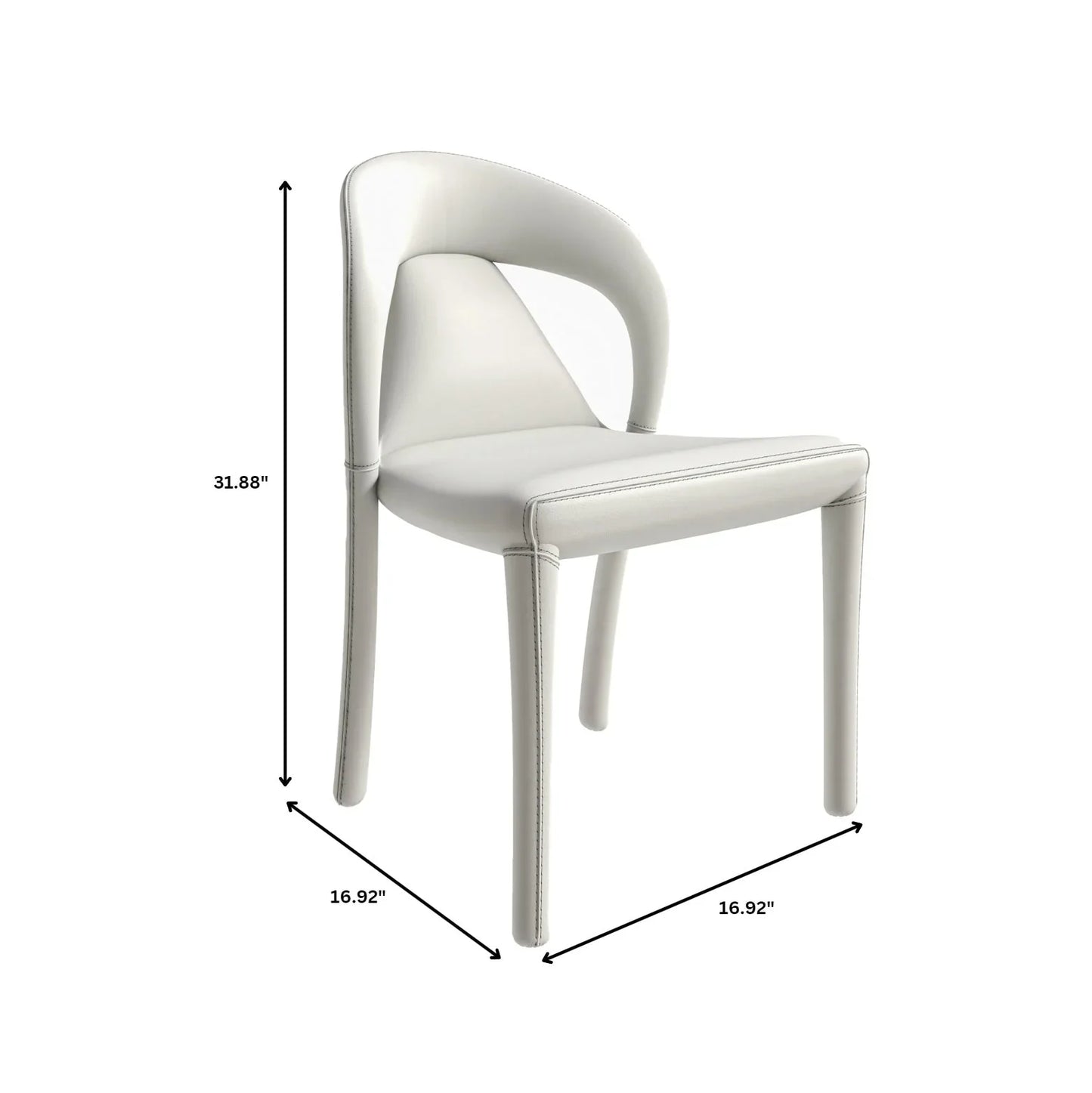 Solace Series Dining Chair Upholstered in Leather with Steel Legs and an Open Back Design - Elax Furniture