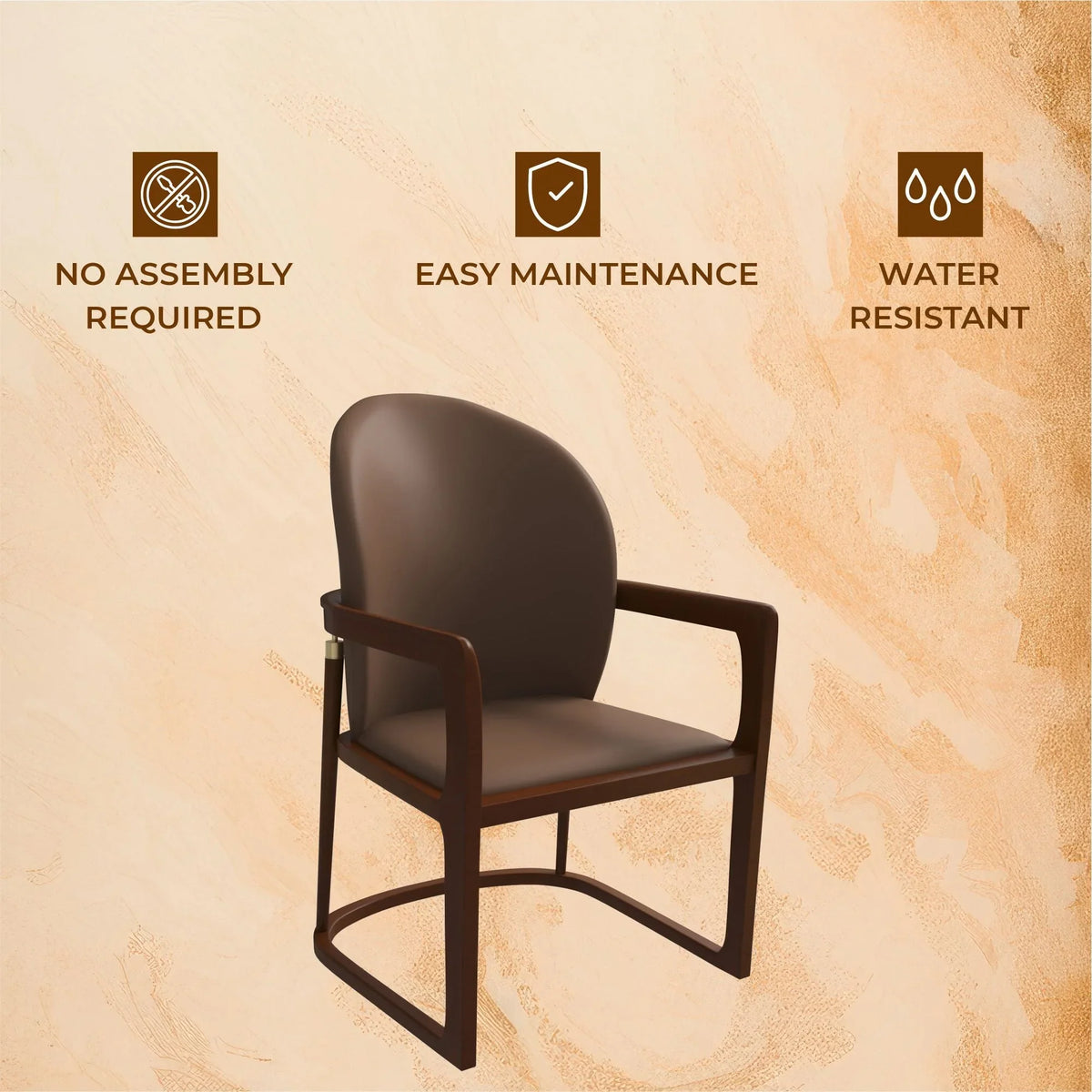 Svelta Dining Chair in Upholstered Leather Accent Arm Chair and Rubberwood Frame and Legs - Elax Furniture