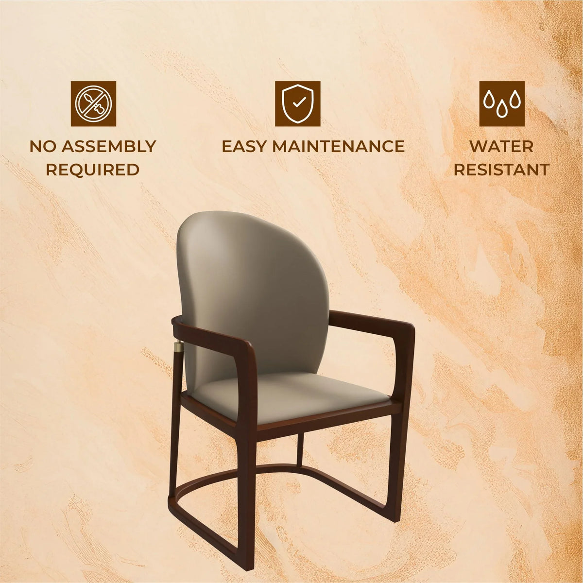 Svelta Dining Chair in Upholstered Leather Accent Arm Chair and Rubberwood Frame and Legs - Elax Furniture