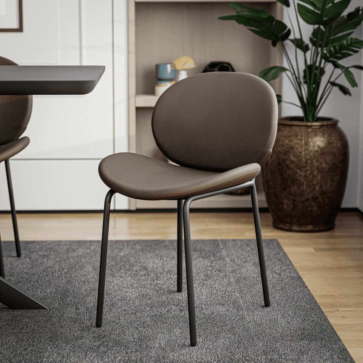 Servos Modern Dining Side Chair with Upholstered Seat and Powder Coated Iron Frame - Elax Furniture