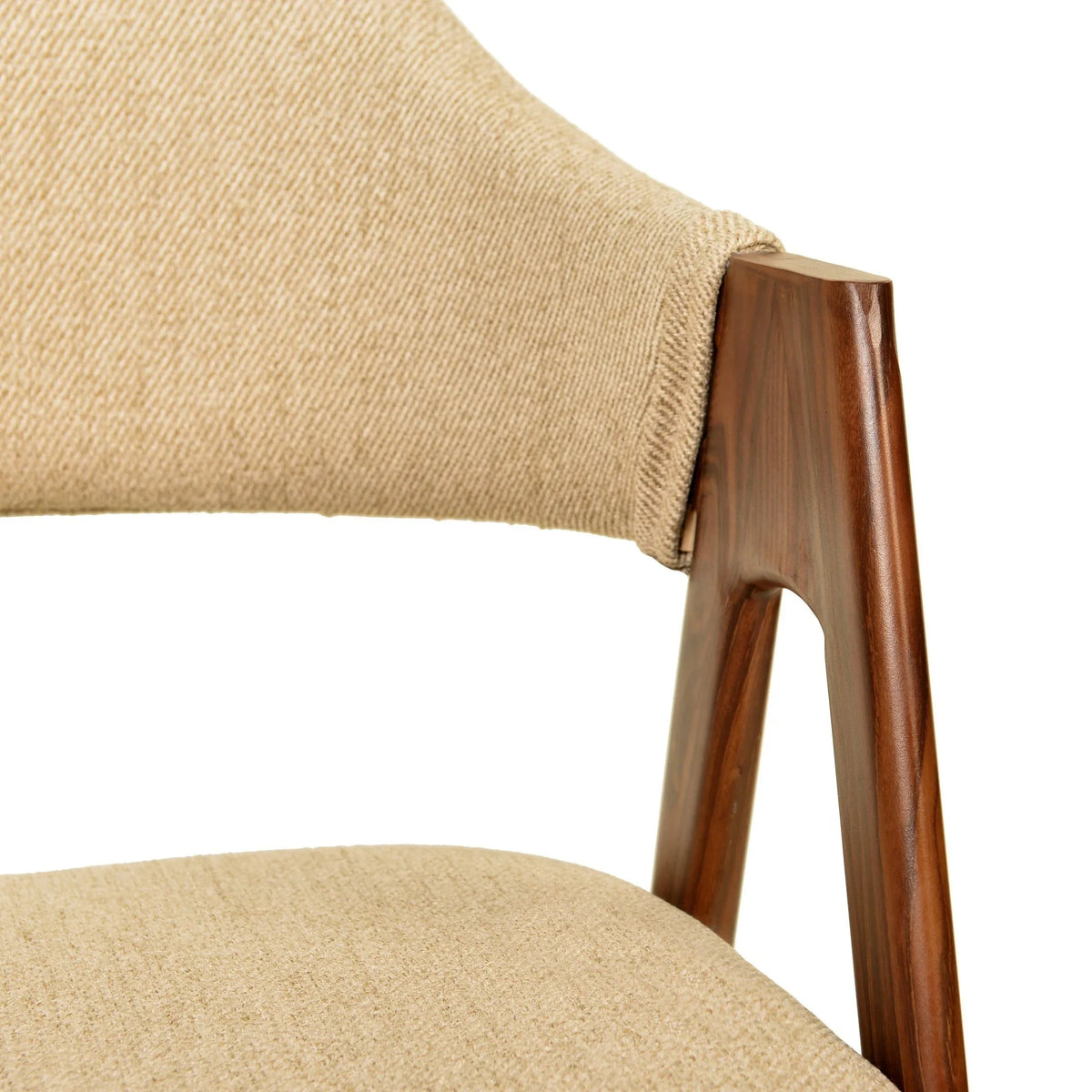 Savor Dining Chair in Polyester with Curved and Open-Back Design in Brown - Elax Furniture